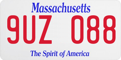 MA license plate 9UZ088