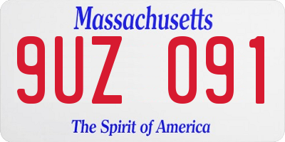 MA license plate 9UZ091