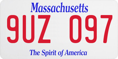 MA license plate 9UZ097