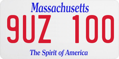 MA license plate 9UZ100
