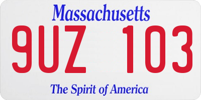 MA license plate 9UZ103