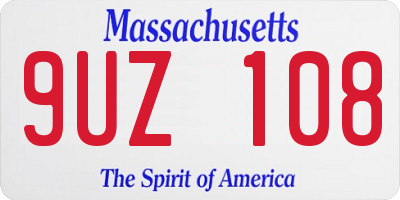 MA license plate 9UZ108