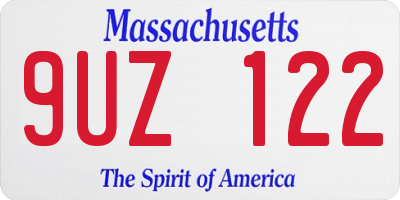 MA license plate 9UZ122