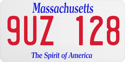 MA license plate 9UZ128