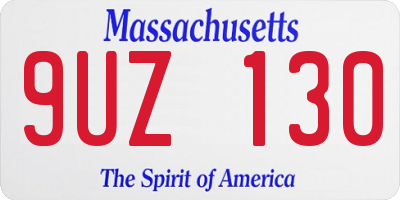 MA license plate 9UZ130