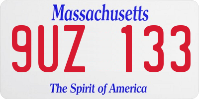 MA license plate 9UZ133