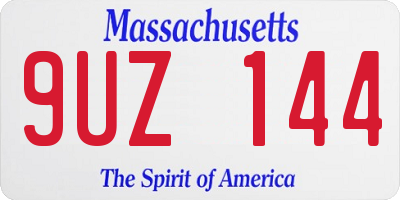 MA license plate 9UZ144