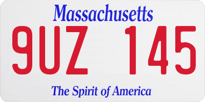 MA license plate 9UZ145