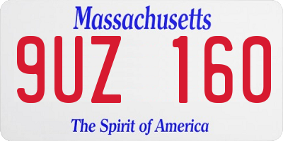 MA license plate 9UZ160