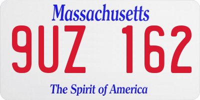 MA license plate 9UZ162