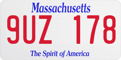 MA license plate 9UZ178