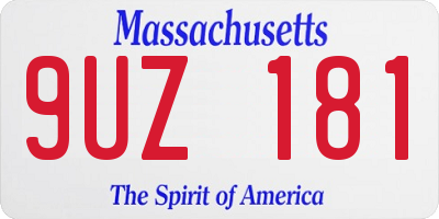 MA license plate 9UZ181
