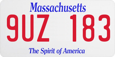MA license plate 9UZ183
