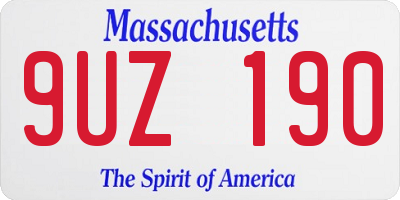 MA license plate 9UZ190