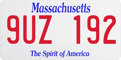 MA license plate 9UZ192