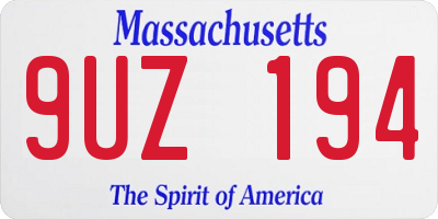 MA license plate 9UZ194