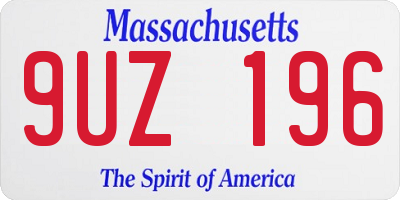 MA license plate 9UZ196