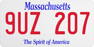 MA license plate 9UZ207