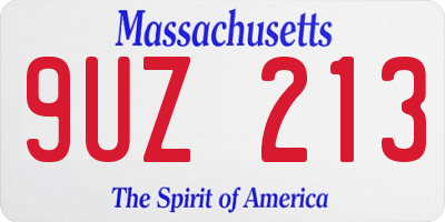 MA license plate 9UZ213