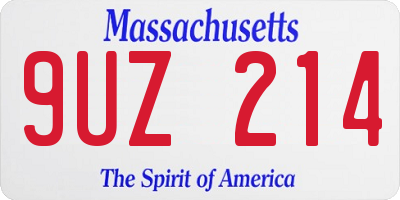 MA license plate 9UZ214