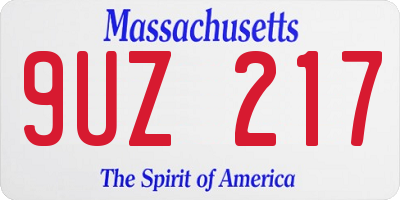 MA license plate 9UZ217