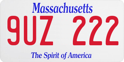 MA license plate 9UZ222