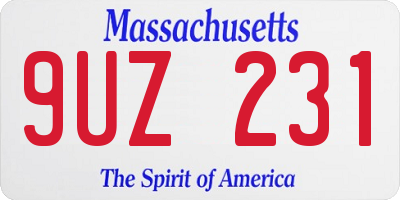 MA license plate 9UZ231