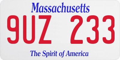 MA license plate 9UZ233