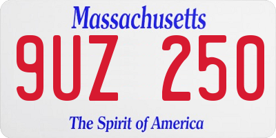 MA license plate 9UZ250