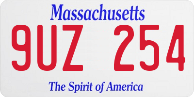 MA license plate 9UZ254
