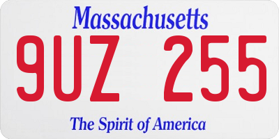 MA license plate 9UZ255
