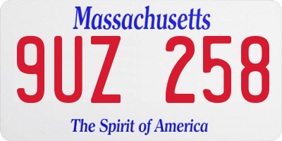 MA license plate 9UZ258