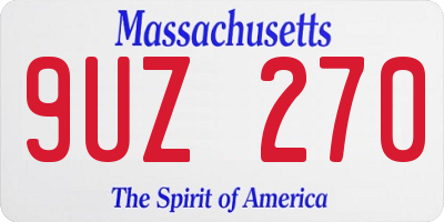 MA license plate 9UZ270