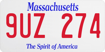 MA license plate 9UZ274
