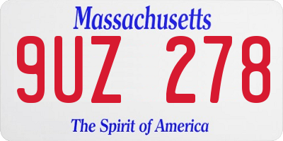 MA license plate 9UZ278