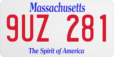 MA license plate 9UZ281