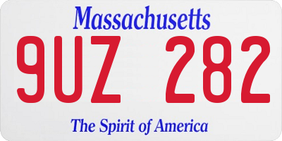 MA license plate 9UZ282