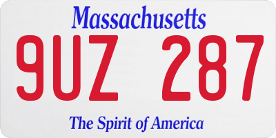 MA license plate 9UZ287