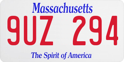 MA license plate 9UZ294
