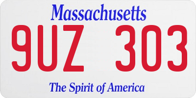 MA license plate 9UZ303