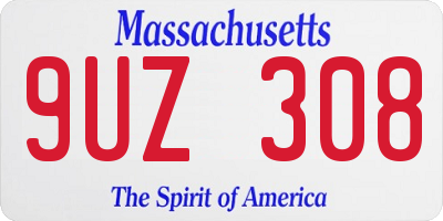 MA license plate 9UZ308