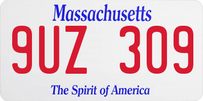 MA license plate 9UZ309