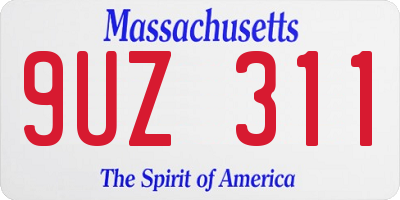 MA license plate 9UZ311