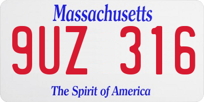 MA license plate 9UZ316