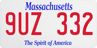 MA license plate 9UZ332