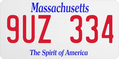 MA license plate 9UZ334