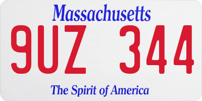 MA license plate 9UZ344