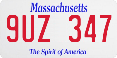 MA license plate 9UZ347