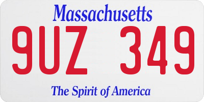 MA license plate 9UZ349