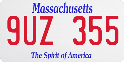 MA license plate 9UZ355
